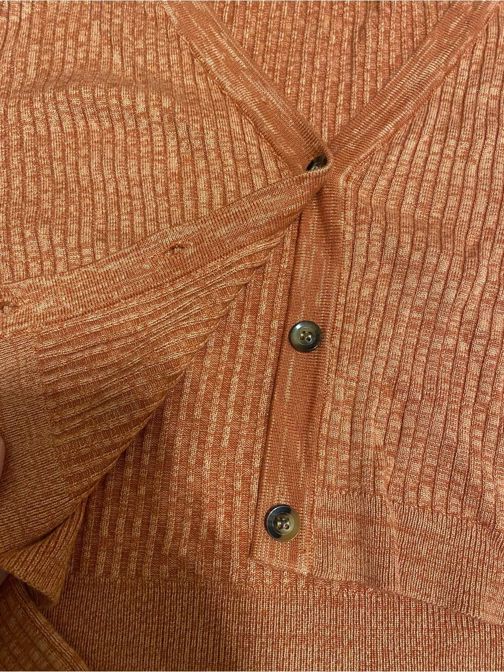 MINKPINK Rust Ribbed Cropped Button-Front Cardigan - Picture 3 of 5